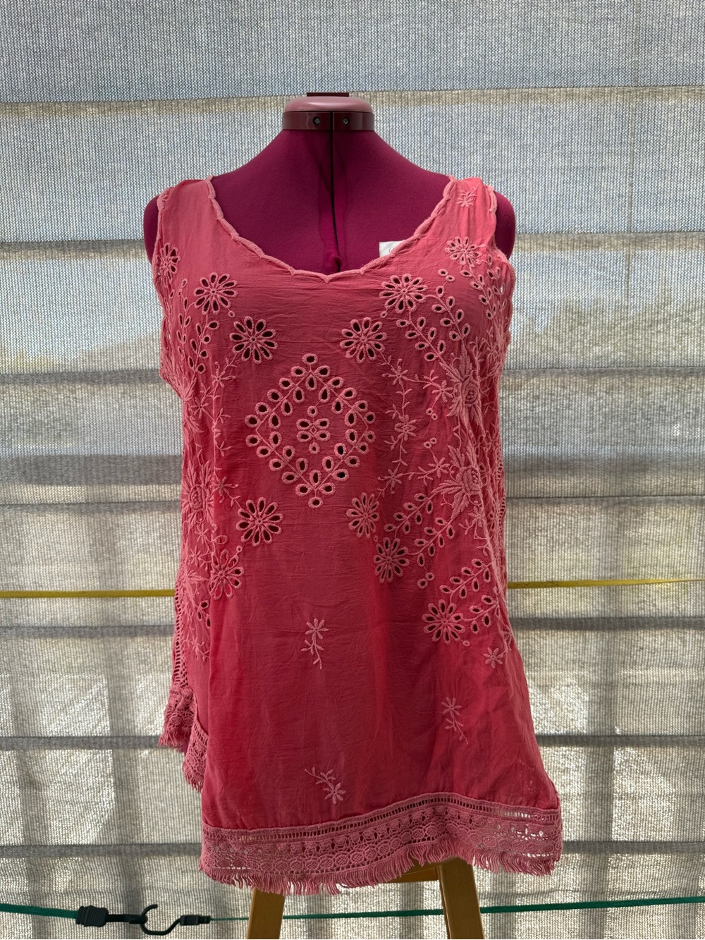 Johnny Was Embroidered Sleeveless Tunic - coral pink